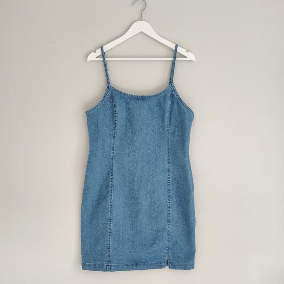 Cabana by Crown & Ivy Denim Stretch Spaghetti Strap Mini Dress - Size XL - Picture 1 of 5